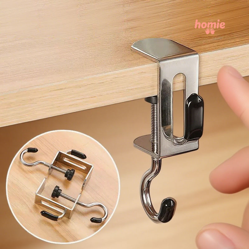 ✨Homie✨Móc treo đôi không đục lỗ có thể tháo rời gắn bên hông bàn làm việc