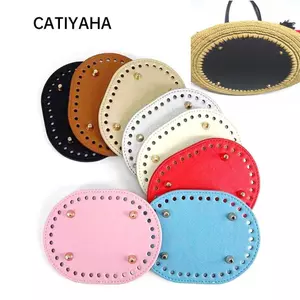 Phụ kiện túi CATIYAHA, đáy túi hình bầu dục DIY 14,5cm * 11cm, Chất liệu có 36 lỗ Bộ phận túi móc da PU cho túi dệt kim