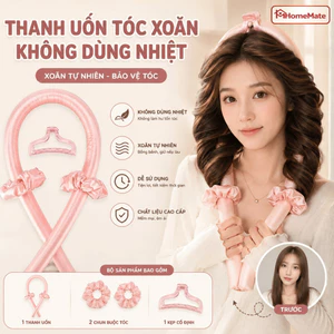 Thanh Uốn Tóc Không Nhiệt HomeMate Tặng Kẹp Tóc, Lô Cuốn Tóc Xoăn Sóng Nước Tự Nhiên, Dụng Cụ Uốn Tóc Khi Ngủ