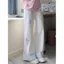 Mùa Hè Thẳng Rời Rộng Ống Rộng Drape Sycamore Lau Quần Gấu Mỹ Thêu Kẻ Sọc Mặt Viền Quần Thường Ngày Nữ