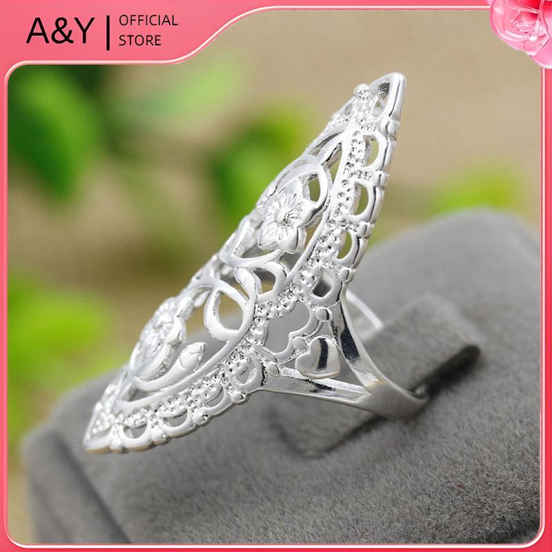 A & Y Thời Trang Dễ Thương Bạc 925 Đầy Rỗng Nhẫn Lớn Nữ Nhẫn Nóng.