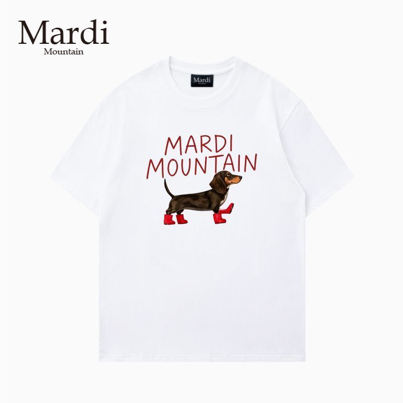Áo thun cổ tròn Mardi Xuân Hè Phong cách đen trắng nguyên chất Cotton ngắn tay Áo thun nữ 68