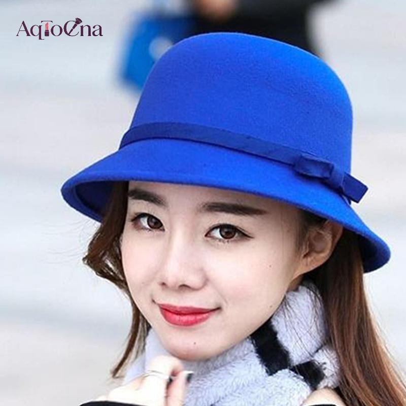 AqToCna Thu Đông Pháp Nơ Buet Mũ Nữ Ngọt Ngào Nỉ Có Hình Gấp AqToCna