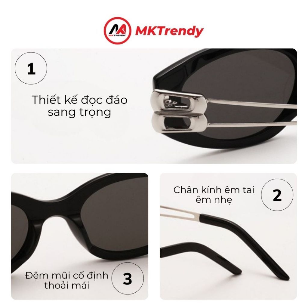 [SPD VHL x MKTRENDY] Kính râm mắt mèo T33 gọng kim loại chống tia UV tặng kèm túi đựng kính khăn lau kính
