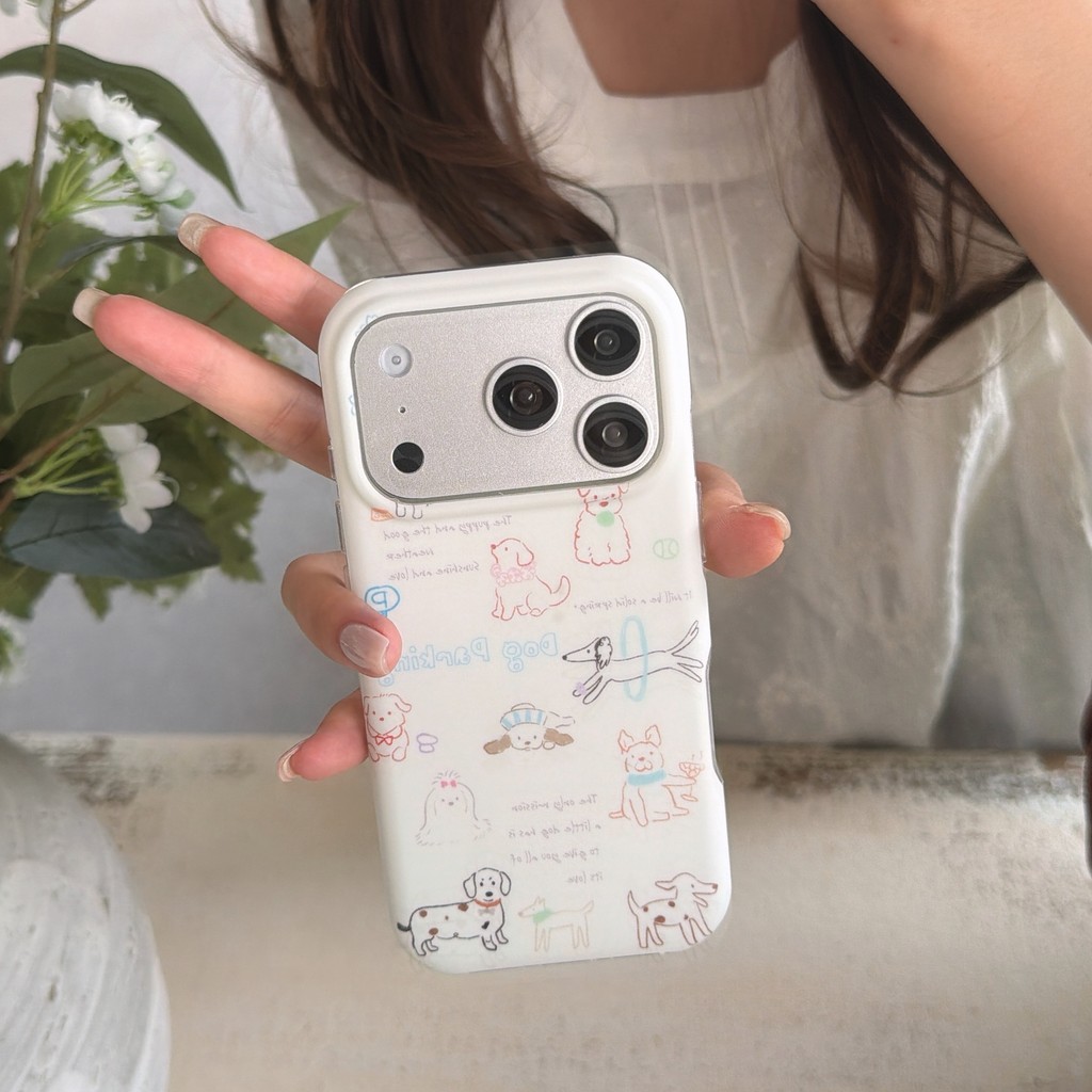 Ốp điện thoại hình chó màu cho iPhone 17 Pro Max 17 16 15 14 13 Vỏ bảo vệ chống sốc