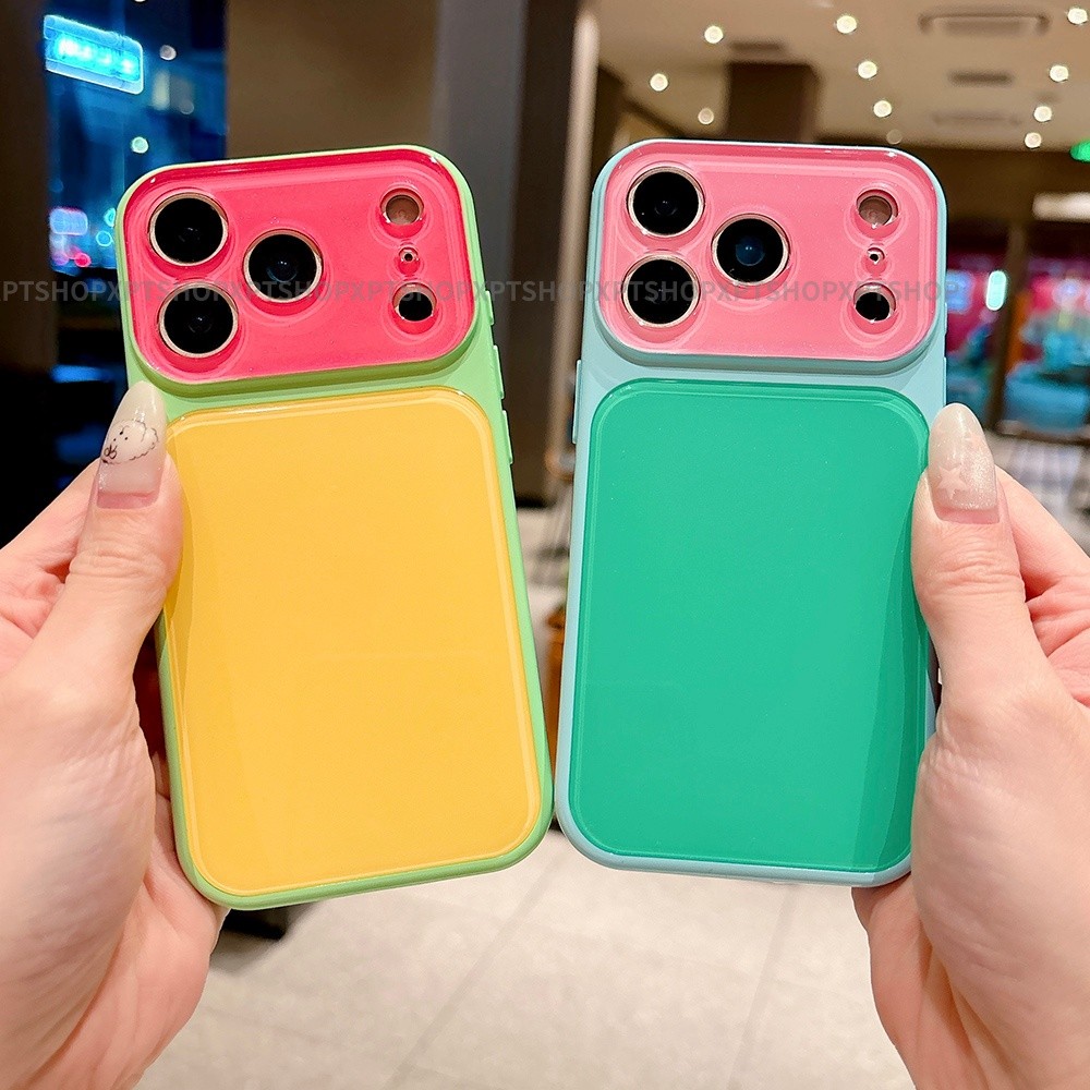 Vỏ máy ảnh chặn màu sắc đầy màu sắc Vỏ điện thoại Acrylic cho iPhone 17 Pro Max 16 15 14 Vỏ bảo vệ chống sốc