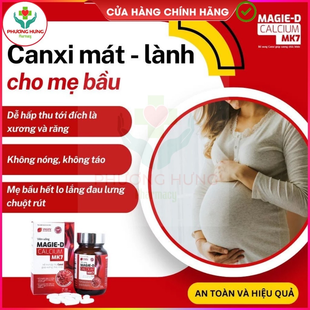 Magie-D Calcium MK7 Bổ Sung Canxi/Calci Hữu Cơ, Không Lắng Cặn Cho Xương Chắc Khỏe - Hộp 15v, 60v