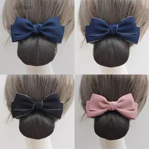 DELMER Bun Snood, Mũ Phong Cách Hàn Quốc Nơ Lò Xo Kẹp, Ruy Băng Ngọt Ngào Phụ Kiện Tóc Barrette Y Tá Kẹp Tóc Bồi Bàn