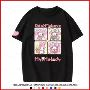 GC1 Sanrio KUROMI MELODY áo thun ngắn tay áo thun hoạt hình dễ thương mùa hè GC1