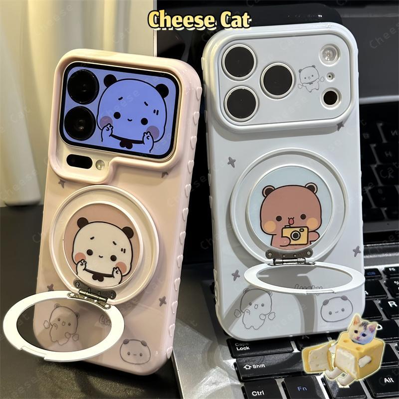 Ốp điện thoại cặp đôi giá đỡ điện thoại 360 độ dễ thương cho iPhone 13 14 12 11 15 Plus 16 17 Pro Max