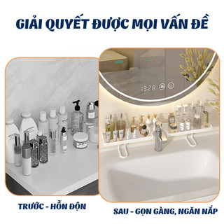 Kệ Để Đồ Bồn Rửa Mặt Lavabo Rãnh Chữ U Đa Năng, Kệ Nhà Tắm Thép Chống Gỉ Dán Tường Tiện Lợi