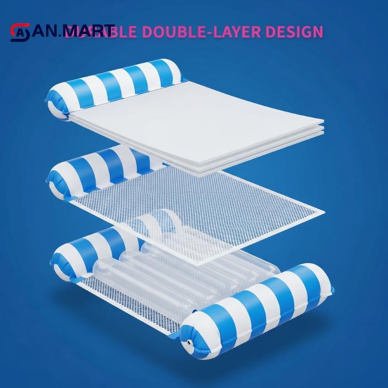 AN.MART Bơm Hơi Nổi Nước Hammo Có Thể Gập Lại Lounger Giường Nổi Di Động Hàng Nổi Cho Bể Bơi Bãi Biển VN
