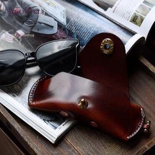 AqToCna Unisex Retro Treo Da PU Túi Kính Di Động Dây Treo Kính Mát Trường Hợp Đơn Giản Handmade Kính Bảo Quản Hộp AqToCna