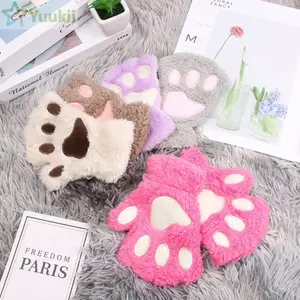 Găng Tay Trẻ Em YUUKII Thời Trang Ấm Áp Sang Trọng Lông Tơ Mùa Đông Mèo