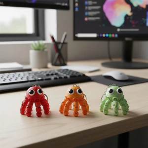Móc Khóa Bạch Tuộc 3D Khớp Cử Động Linh Hoạt - Flexi Keychain - in 3D Nhựa PLA An Toàn