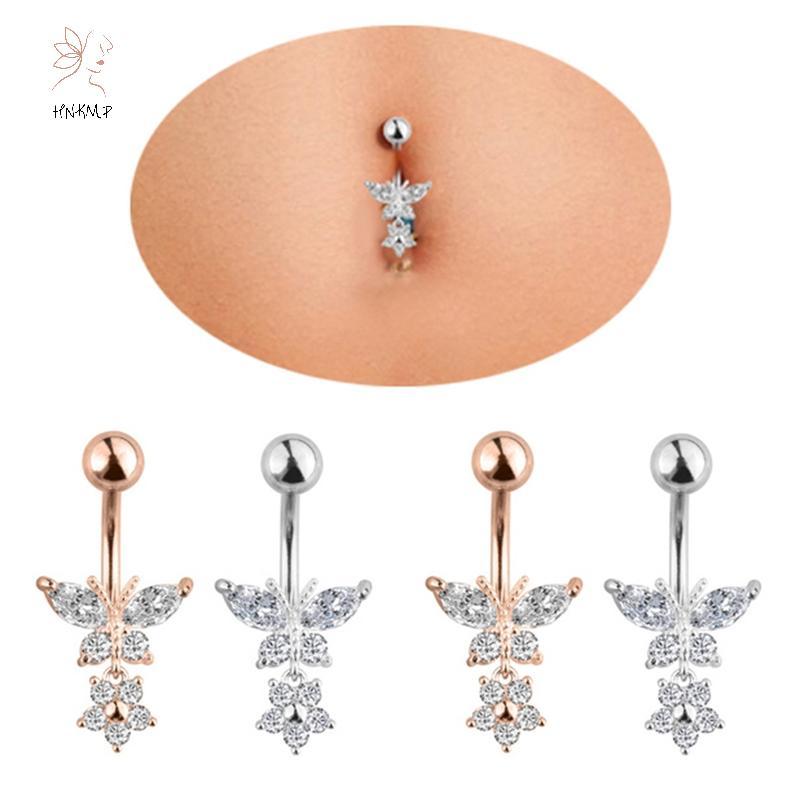 HNKMP Bướm Zircon Phẫu Thuật Thép Rốn Xuyên Bụng Nút Nhẫn Trang Sức Cơ Thể.