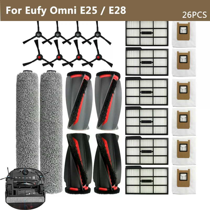 Tương Thích Cho Eufy Omni E25 / E28 robot Quét Sàn Máy Hút Bụi Bàn Chải Chính Bộ Lọc Hepa Túi Bụi Con Lăn Cây Lau Nhà Phụ Kiện