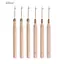DELMER 3 Cái / bộ Móc Kim, Tay Cầm Bằng Gỗ Móc Kim Loại, Dụng Cụ May Dệt Tóc Đan Phần Mở Rộng Tóc Micro Móc Để Làm Tóc Giả