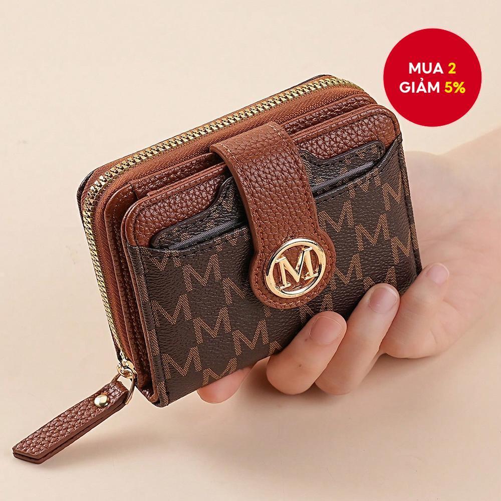 Ví nữ phong cách mới có thể gập lại, Phong cách cổ điển Hàn Quốc, Thiết kế khe cắm nhiều thẻ, Túi đựng tiền xu có họa tiết chữ bằng da Ví đựng tiền xu ngắn Khe cắm nhiều thẻ Túi xách nữ thời trang dày Ví đựng tiền xu cổ điển nhỏ Ví nữ