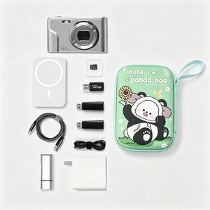 Dễ Thương Gấu Trúc Túi Sạc Đa Năng Hoạt Động Ngoài Trời Túi Điện Thoại Di Động Cáp Dữ Liệu Tai Nghe Túi Du Lịch