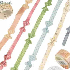 GREA 18mm * 2m / cuộn Băng Washi, Băng dán mặt nạ DIY họa tiết nơ, Băng keo thẩm mỹ có thể tái sử dụng Kawaii Trang trí nhật ký