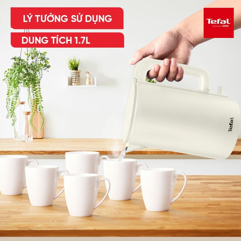 Ấm Đun Siêu Tốc Tefal KO140 1.5L 1500W | Inox 304 2 Lớp Cách Nhiệt | Đế Xoay 360° | Tự Ngắt Khi Sôi | Hàng Chính Hãng