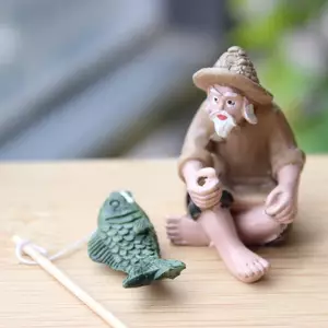 Luckyew Câu Cá Ông Già Nhựa Hình Tượng Trang Trí Sân Vườn Micro-Landscape Vườn Thủ Công TQ