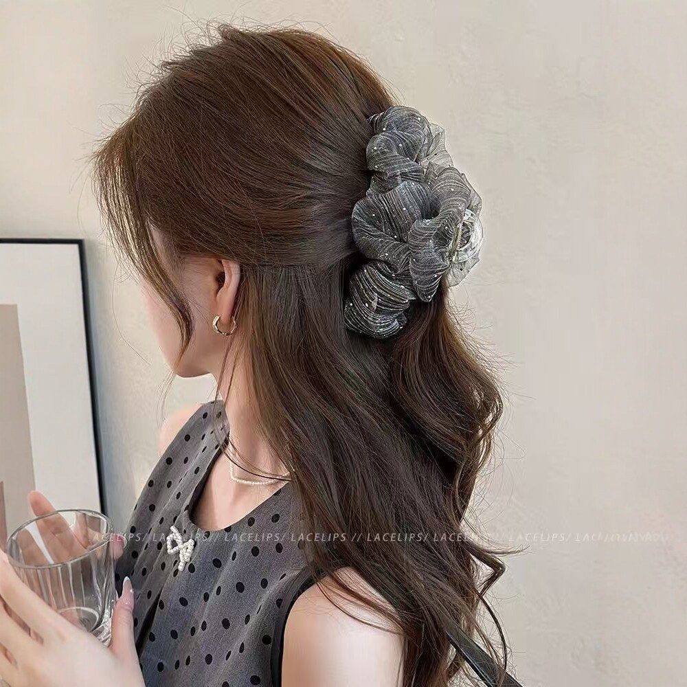 Kẹp cá mập lưới mẫu mới phong cách hàn pháp kẹp tóc thanh lịch búi tóc sau đầu nữ