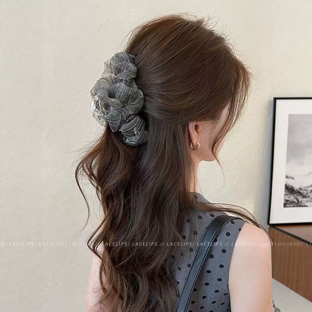 Kẹp cá mập lưới mẫu mới phong cách hàn pháp kẹp tóc thanh lịch búi tóc sau đầu nữ