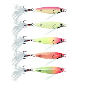 Glow Jig 30g để câu cá thả mồi ở nước mặn có đĩa sắt và lông vũ