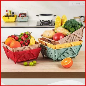 ST2 Giỏ đựng đồ bằng nhựa có thể gập lại có thể xếp chồng lên nhau Dễ dàng làm sạch Nhà bếp sắp xếp giỏ Dụng cụ TS2