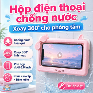 Hộp điện thoại chống nước – Xoay 360°, dùng phòng tắm – Phù hợp máy dưới 6.8 inch – Nhựa cao cấp – Dễ lắp