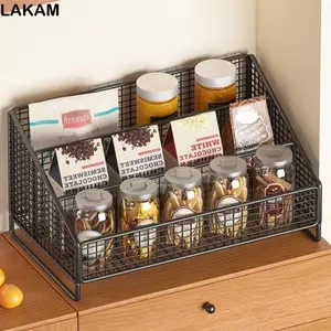 Giá để đồ nhà bếp LAKAM, Kệ sắp xếp chắc chắn Nhà bếp, Giỏ kim loại đa năng tiết kiệm không gian bền bỉ Hộp đựng gia vị Lưu trữ tại nhà