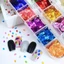 AMBU Nail Art Sequins, 12-Grid Laser Shiny Nail Glitter Flakes, Hình vuông Hình ba chiều Hình chữ nhật Hình chữ nhật Phụ kiện trang trí móng tay Làm móng tay Pháp
