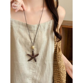 Dây Chuyền Dài Mặt Dây Sao Biển Trái Tim Màu Nâu Phong Cách Boho Hoài Cổ Phụ Kiện Du Lịch Biển Cho