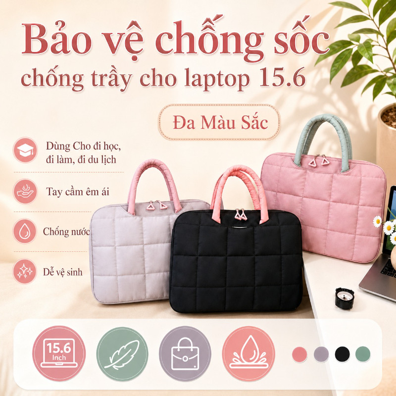 Túi Đựng Laptop 15.6 Inc,Dung Tích Lớn,Giản Dị Và Dễ Thương,Thiết Kế Thời Trang,Dễ Phối Đồ,Thiết Kế Đơn Giản