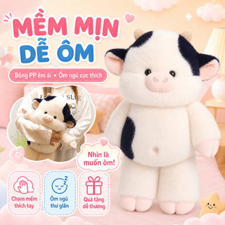 Gấu bông bò sữa 40cm – Lông mềm mịn, bông PP êm ái – Gối ôm ngủ dễ thương – Trang trí & quà tặng – Ôm là mê liền