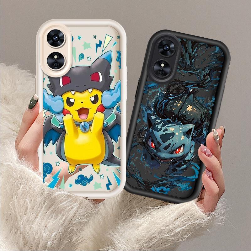 Ốp Lưng Cho OPPO A17 A17K A18 A38 A58 A60 4G Hoạt Hình Silicon Mềm Đáng Yêu TPU Pikachu Bulbasaur Pokémon Angel Eye Vỏ Điện Thoại Chống Sốc