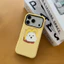 Ốp lưng iPhone hình chú chó lông xù nền màu vàng có khoai tây chiên cho iPhone 11 / 12 / 13 / 14 / 15 / 16 / 17 Pro Max Vỏ bảo vệ chất lượng cao thời trang và hợp thời trang mới dành cho nữ