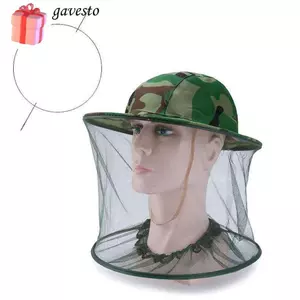 Mũ bảo vệ mặt GAVESTO, Mũ gạc xanh Camo màu vàng Camo, Đầu 58cm Chu vi chống muỗi Khăn choàng câu cá