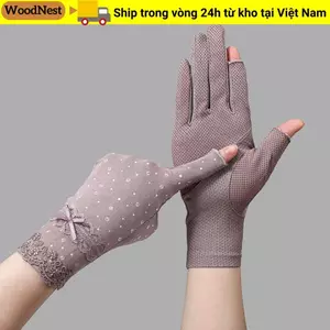 Găng tay chống nắng WOODNEST, Găng tay chống nắng mỏng ren, Găng tay chống tia cực tím đàn hồi mùa hè chống trượt chống tia cực tím chạy bộ