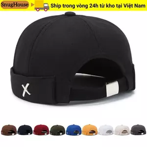 SNUGHOUSE Mũ Docker không vành, Mũ mái vòm Cotton cổ điển có thể điều chỉnh, Mũ không vành màu trơn phong cách rửa cổ điển mùa đông