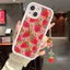Hoa Dâu Tây Tranh Mặt Dây Chuyền Dây Xích Dành Cho Infinix Hot 60 50 40 30i Note 40 50 Pro 50S 40S Smart 9 8 10 Plus Tecno Camon 40 Pro 50 Ốp Lưng Điện Thoại Silicon Mờ