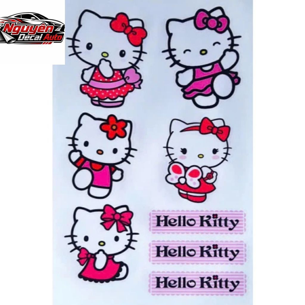 Bộ Tem Trong HELLO KITTY Dán đa vị trí, Tem 3 lớp, không ảnh hưởng đến màu sơn của xe