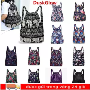 Túi dây rút DUSKGLOW, Ba lô chống thấm nước in hoa, Thể thao nhẹ đa năng Túi mua sắm di động dung tích lớn cho bé gái tuổi teen