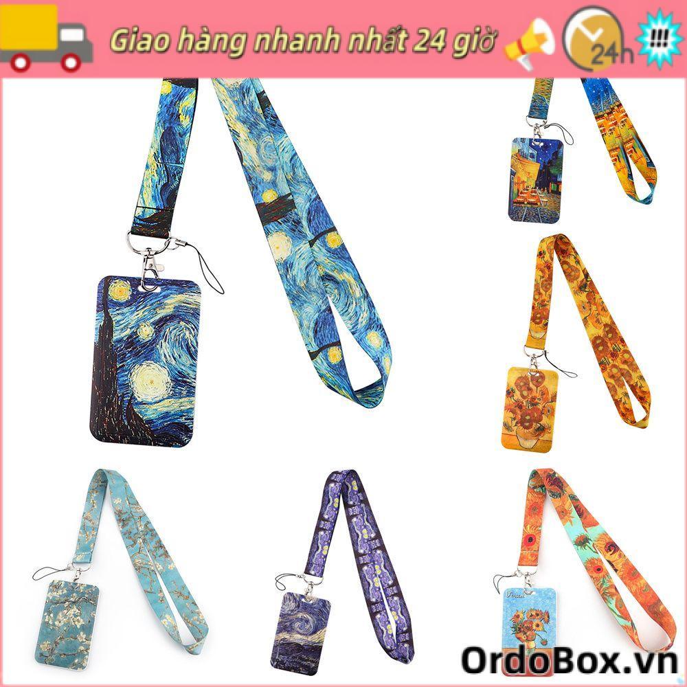 ORDOBOX Huy Hiệu Giữ Chìa Khóa Phụ Kiện Chìa Khóa Dây Đeo Cổ Van Gogh ID Thẻ Tín Dụng