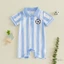 Bé Trai Áo Liền Quần Bóng Đá Sọc Bóng Đá In Tay Ngắn Nửa Nút Cổ Jumpsuit