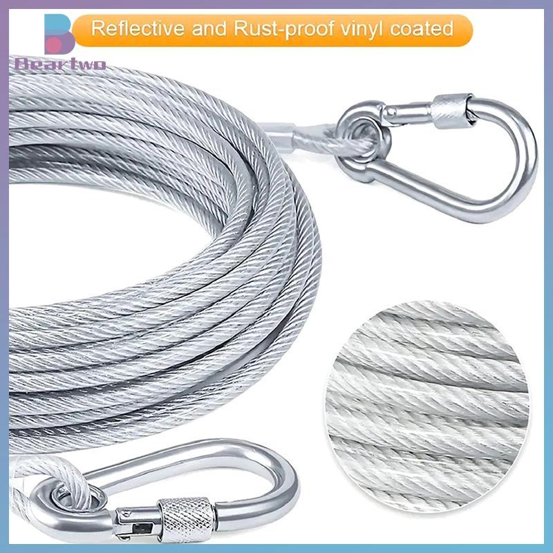 beartwo Dây buộc chó hai đầu 3-10M, dây xích cáp, vòng cổ huấn luyện ngoài trời chống rỉ, dây đeo mới