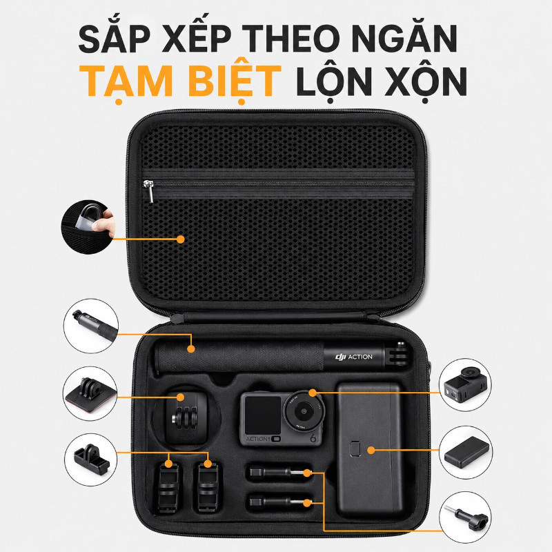 Hộp Bảo Quản Camera Thể Thao Cho DJI Action 5 Pro/4/3,Case Chống Sốc Chống Nước,Túi Xách Du Lịch