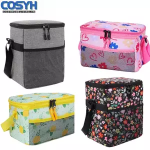 <cosyh>Oxford Floral Print Insulated Lunch Bag for Women Portable Foldable Picnic